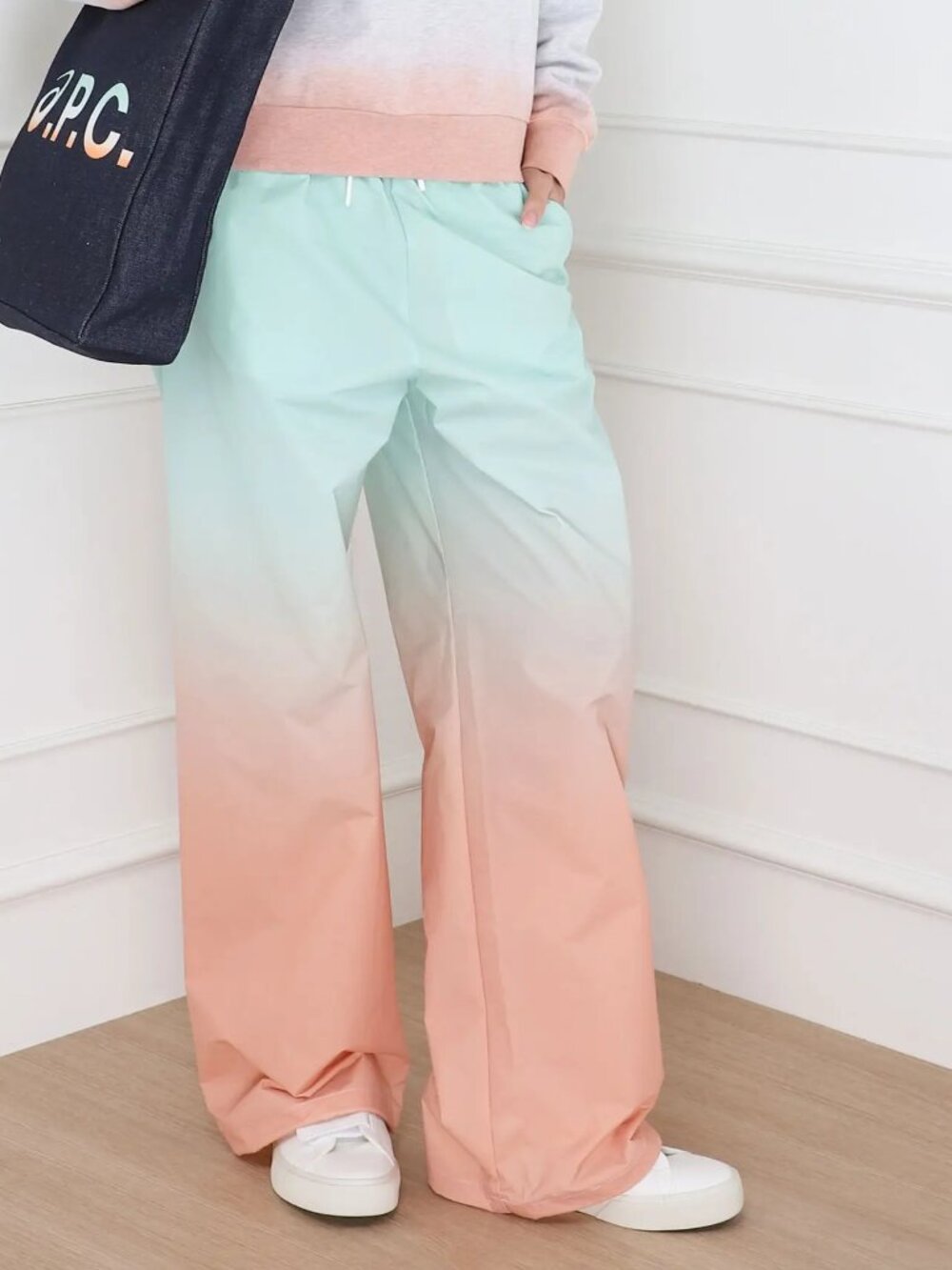 A.P.C. x Asics. Multicolored unisex straight-leg track pants in water-repellent